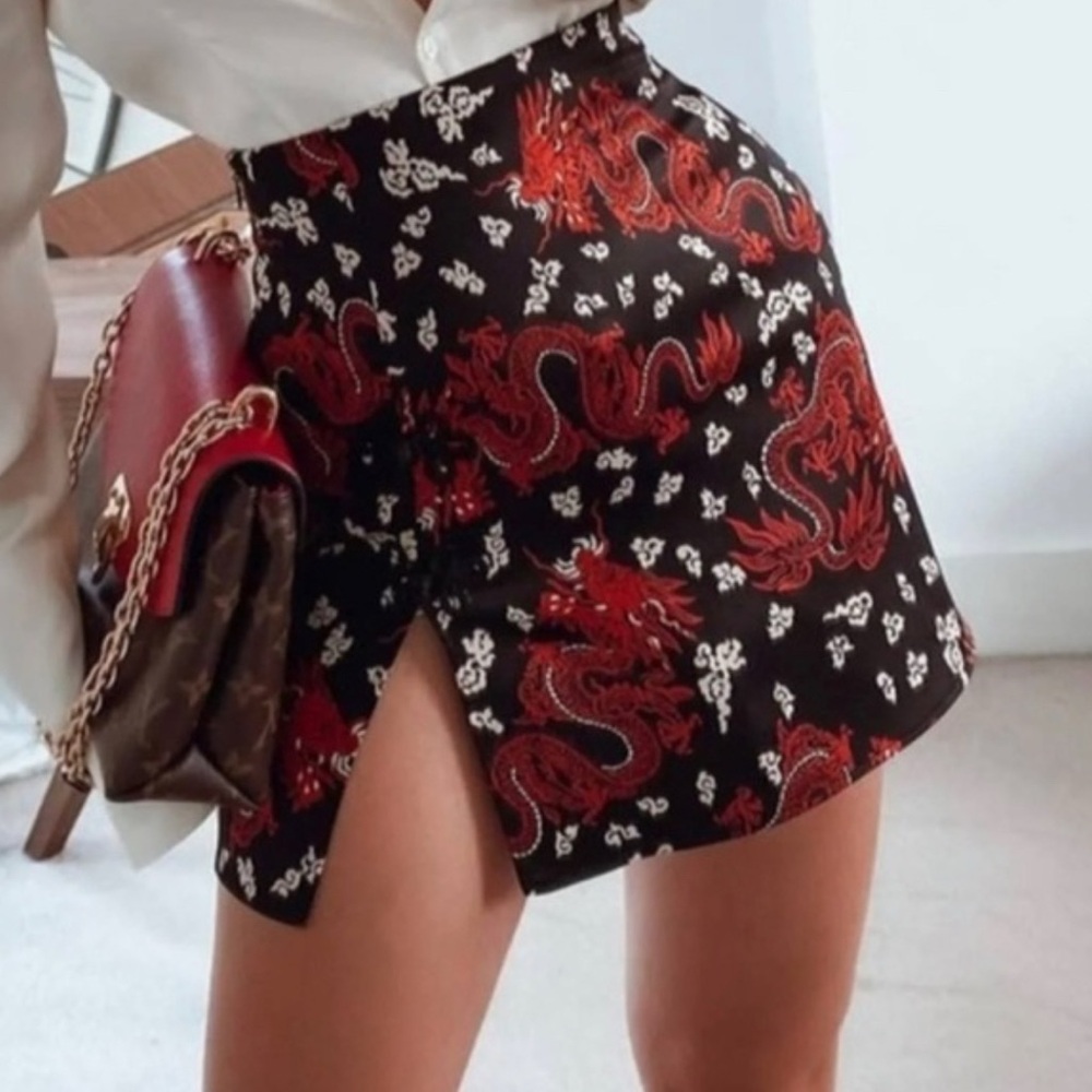 Zara Dragon Printed Mini Skirt